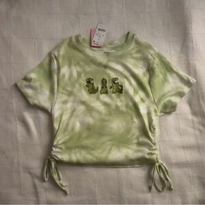 Rugrats Reptar Tie Dye Crop Top Green Nickelodeon Ruched Side
